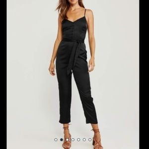 Abercrombie & Fitch Button Front Satin Jumpsuit